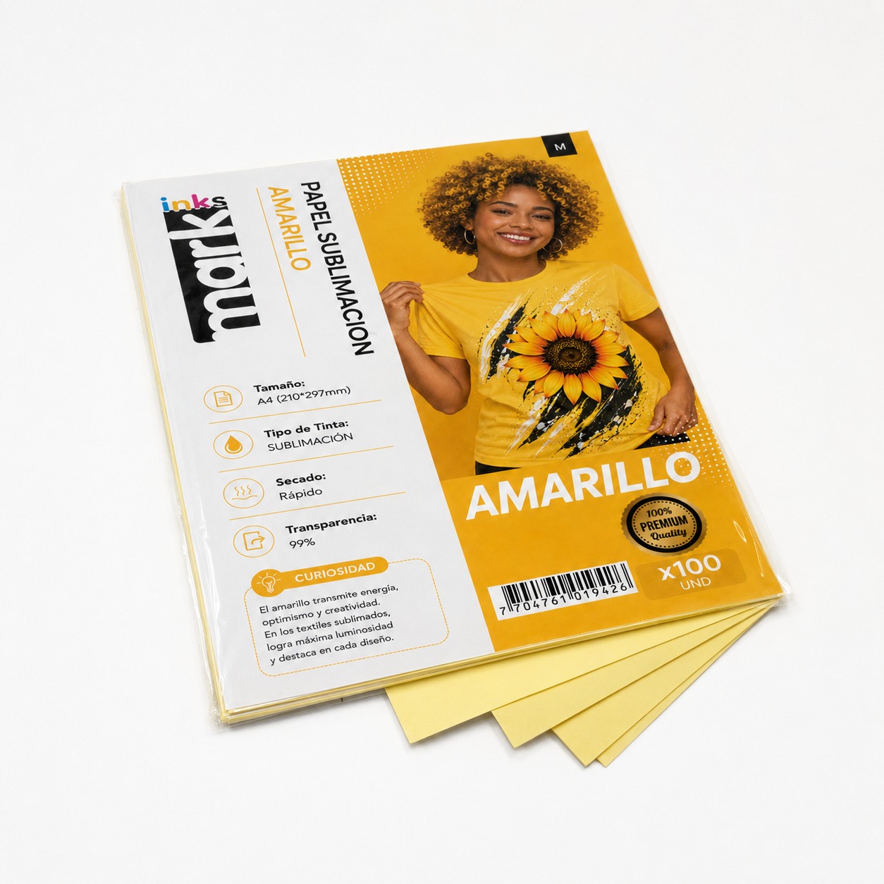 Papel para sublimación amarillo Markinks A4