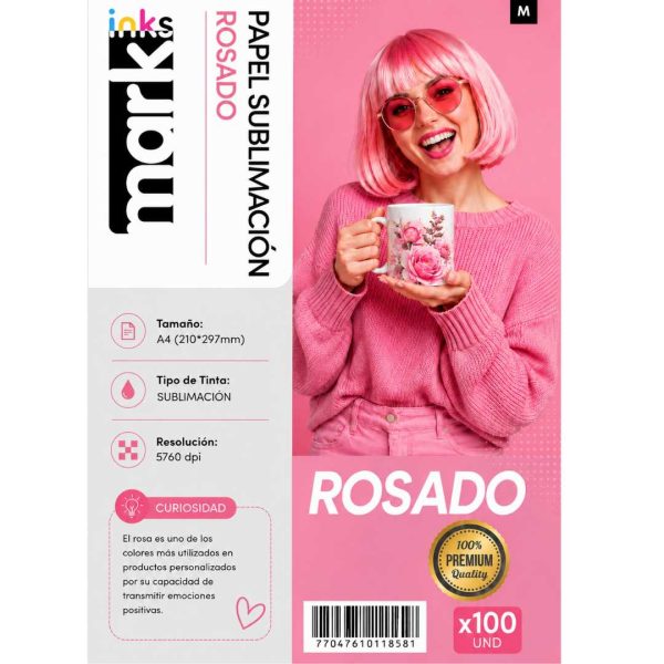 papel Sublimacion Rosado A4 x 100 Und Markinks