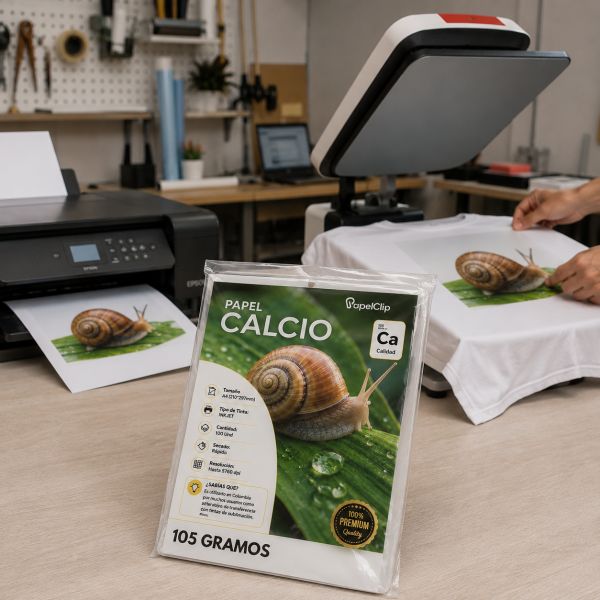 Papel Calcio PapelClip utilizado para impresión Inkjet y transferencia con tinta de sublimación