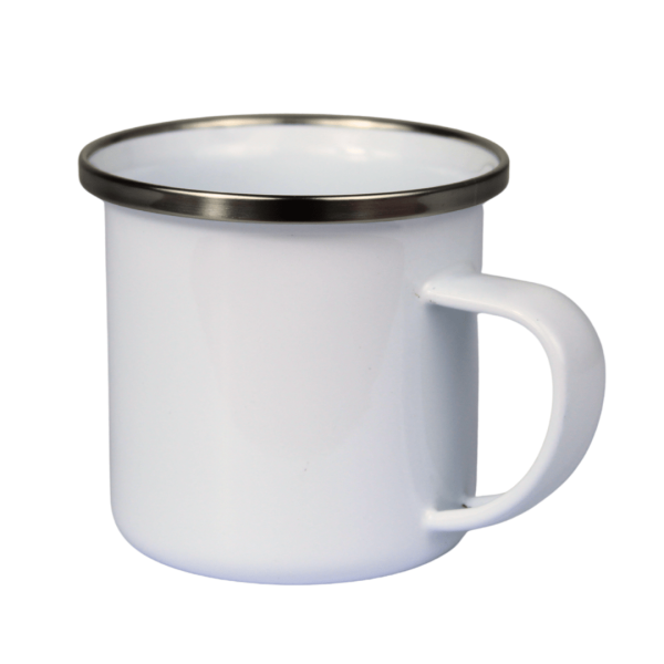 mug peltre sublimable mini blanco 3 oz con borde plateado