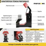Termofijadora automática para gorras 3 en 1 con resistencias intercambiables y control digital de temperatura
