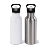 Caramañola blanca para sublimación de 600 ml con pitillo personalizada MarcaIdea
