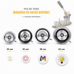 Molde para máquina de hacer botones disponible en varios tamaños